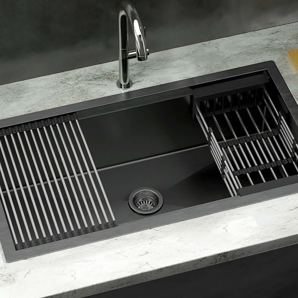 DSZ Product, feed-cond-new, feed-sl-DSZ Freight Payable, newCefito Kitchen Sink 81 X 45Cm Stainless Steel Single Bowl Drain Rack Basket Black - Premium Home & Garden > DIY > Kitchen & Bathroom DIY from Cefito ! Shop Online Buy Now at S & D's Value Store Family Business Best Customer ServiceDSZ Product, feed-cond-new, feed-sl-DSZ Freight Payable, new