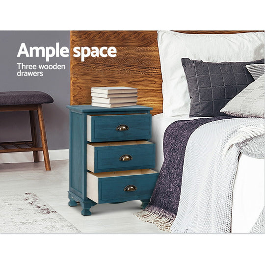 DSZ Product, feed-cond-new, feed-sl-DSZ Freight Payable, newArtiss Bedside Table 3 Drawers Vintage - Thyme Blue - Premium Furniture > Bedroom > Bedside Tables from Artiss ! Shop Online Buy Now at S & D's Value Store Family Business Best Customer ServiceDSZ Product, feed-cond-new, feed-sl-DSZ Freight Payable, new