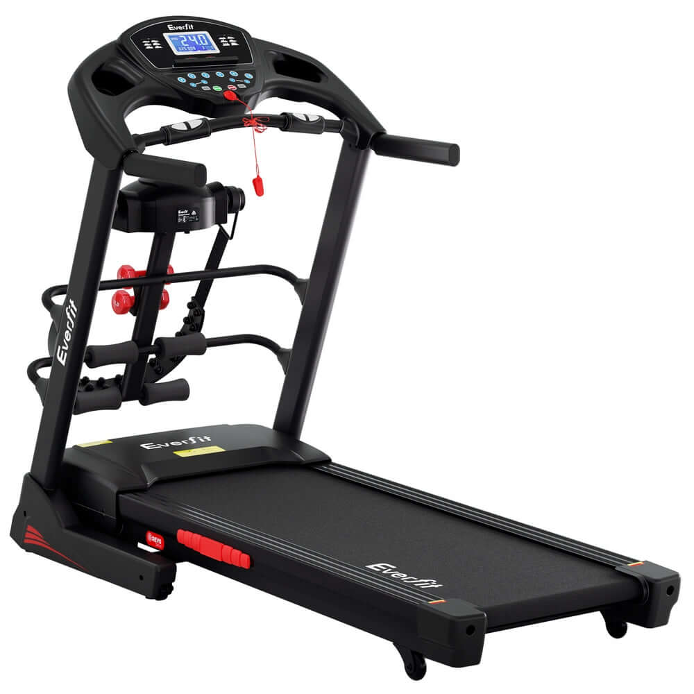 Everfit Treadmill with Massager, home gym fitness machine, affordable quality exercise equipment, sleek and durable design.