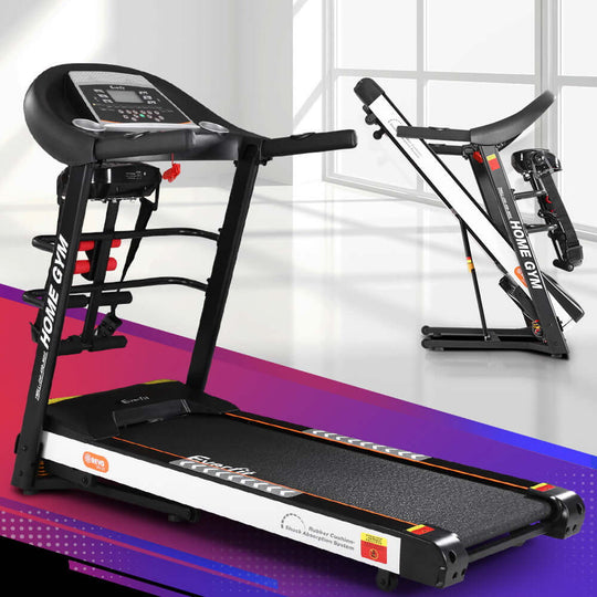 Everfit electric treadmill home gym machine with adjustable frame and LCD display for quality cardio workouts.