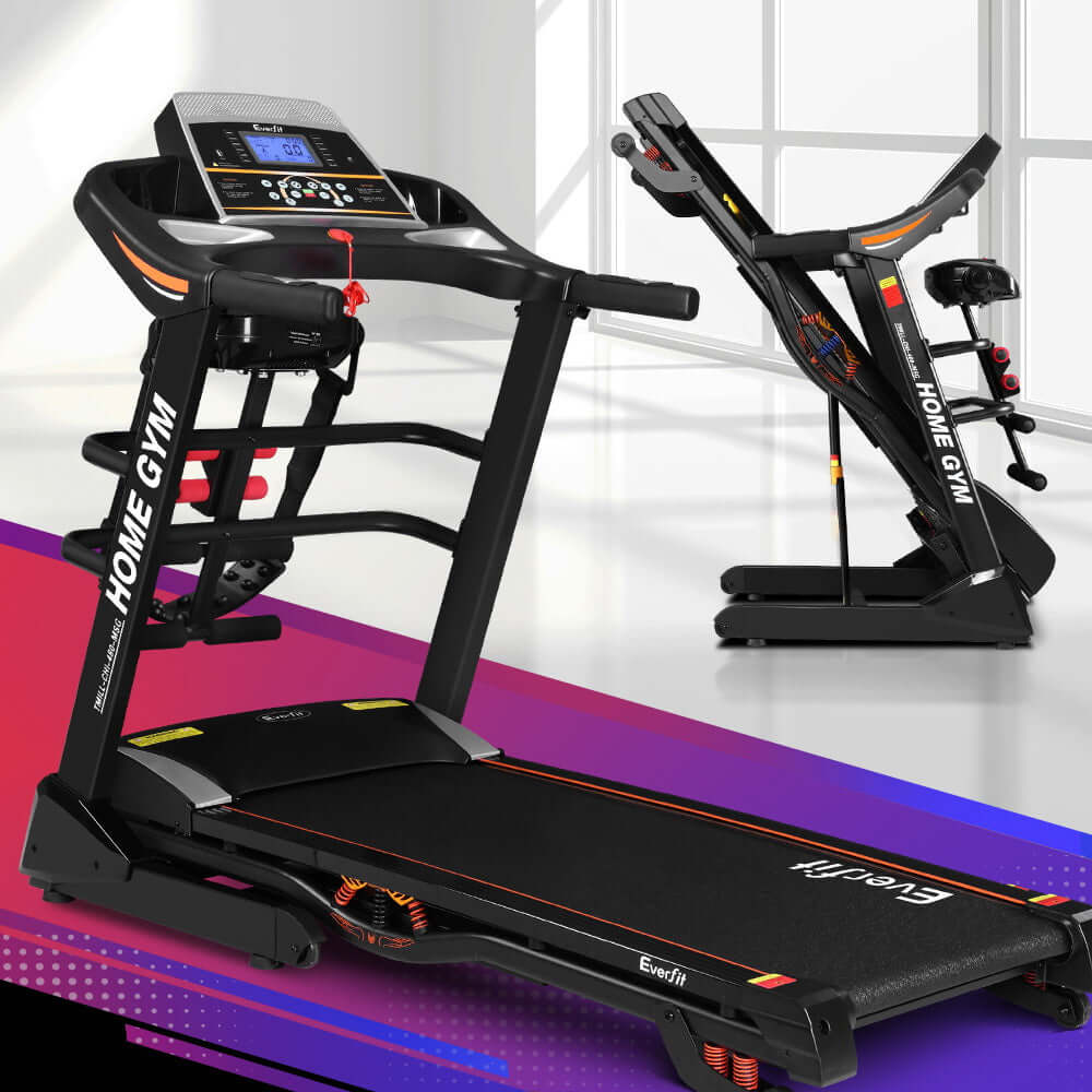 Everfit Electric Treadmill for home gym workouts with digital display and compact design, ideal for affordable fitness.