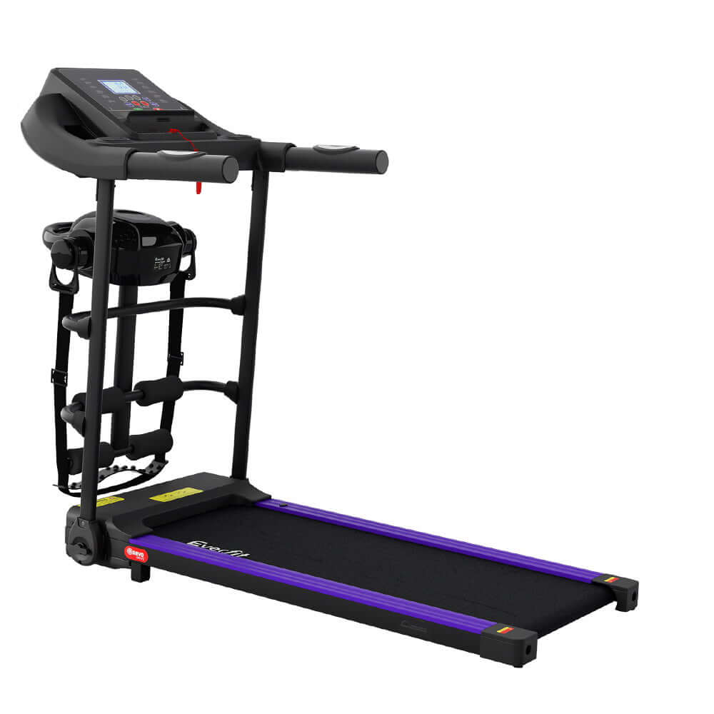 Everfit electric treadmill with control panel, compact design, and sturdy frame for home fitness and exercise.