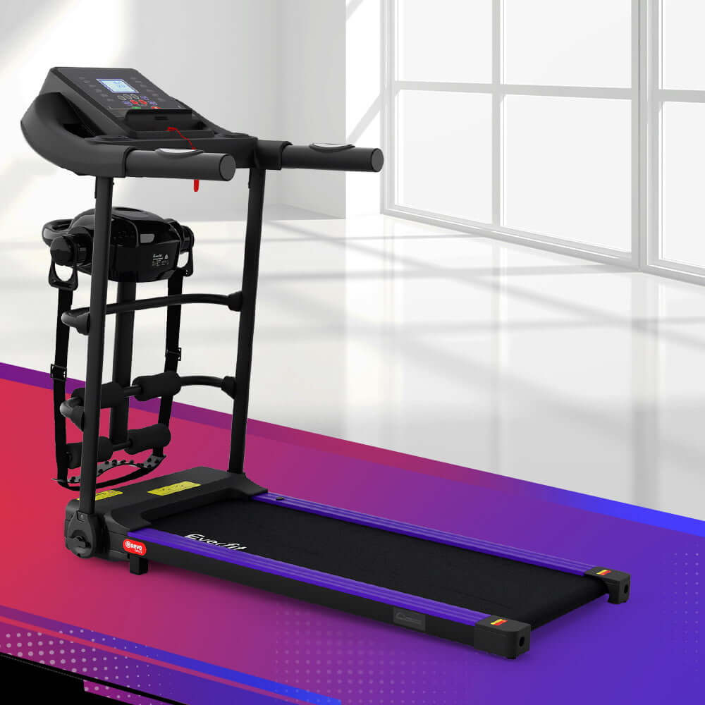 Everfit electric treadmill with massager, compact home gym equipment for affordable cardio workouts and fitness training.