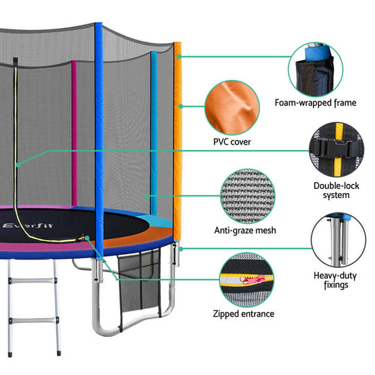 DSZ Product, feed-cond-new, feed-sl-DSZ Freight Payable, newEverfit 10Ft Trampoline For Kids W/ Ladder Enclosure Safety Net Pad Gift Round - Premium Sports & Fitness > Trampolines > Trampolines & Accessories from Everfit ! Shop Online Buy Now at S & D's Value Store Family Business Best Customer ServiceDSZ Product, feed-cond-new, feed-sl-DSZ Freight Payable, new