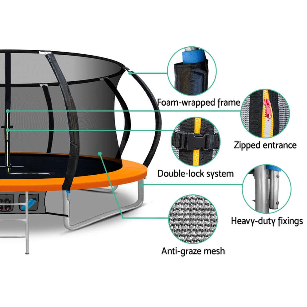 DSZ Product, feed-cond-new, feed-sl-DSZ Freight Payable, newEverfit 14Ft Trampoline For Kids W/ Ladder Enclosure Safety Net Rebounder Orange - Premium Sports & Fitness > Trampolines > Trampolines & Accessories from Everfit ! Shop Online Buy Now at S & D's Value Store Family Business Best Customer ServiceDSZ Product, feed-cond-new, feed-sl-DSZ Freight Payable, new