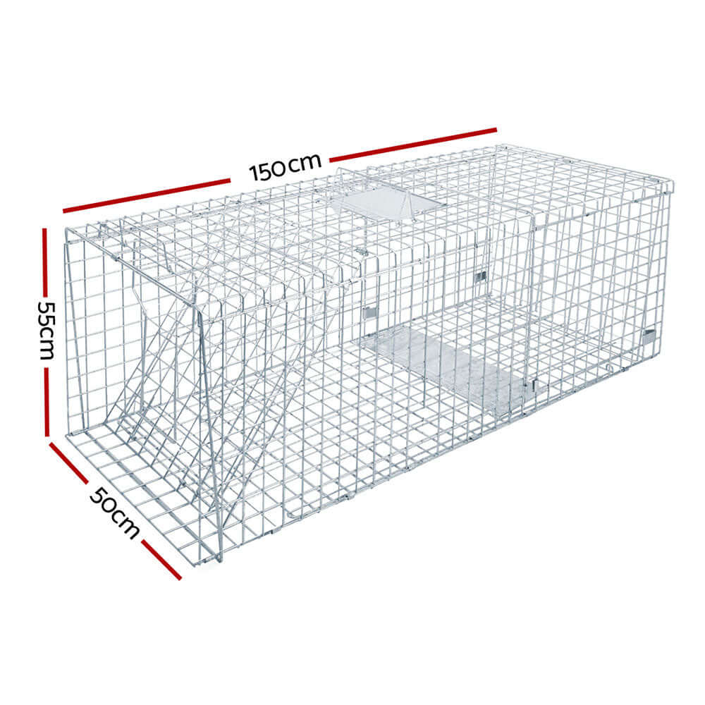 Gardeon 150x50cm humane animal trap cage made of rust-resistant galvanised iron for effective pest capture.