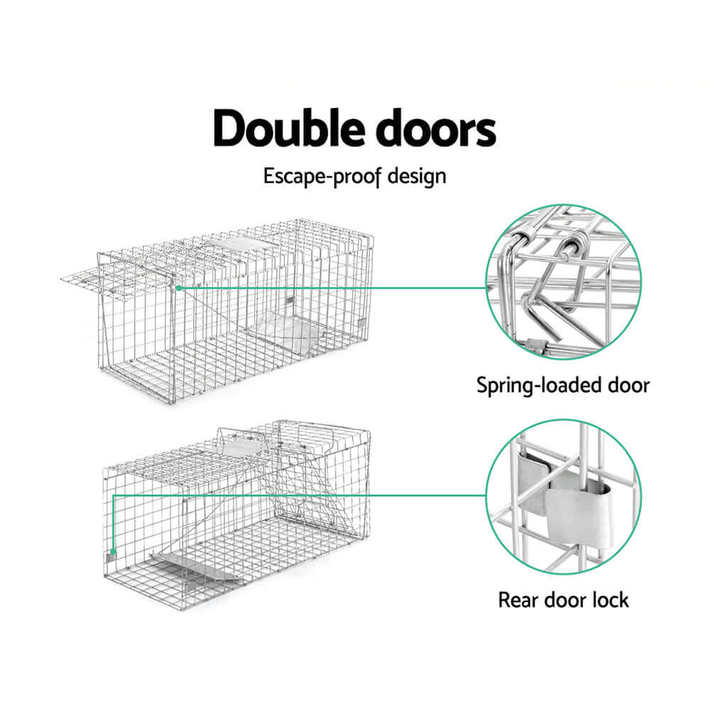 Gardeon animal trap cage features double doors and spring-loaded design for humane pest control.