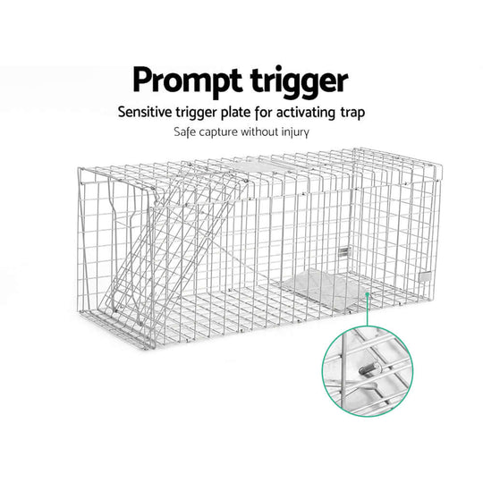 Gardeon humane animal trap cage with prompt trigger plate for safe capture of possums, made of quality rust-resistant wire.