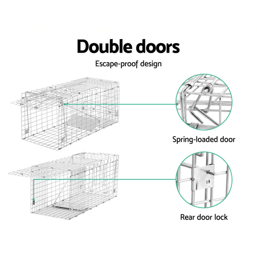 Gardeon Animal Trap Cage with double doors, spring-loaded mechanism, and escape-proof design for effective pest capture.