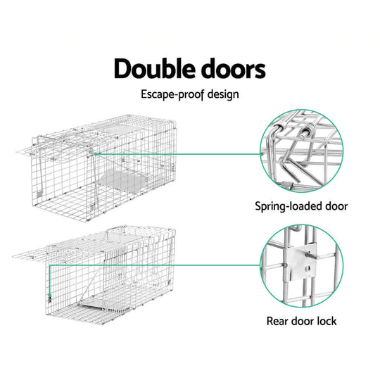 Gardeon Animal Trap Cage with double doors, spring-loaded mechanism, and escape-proof design for effective pest capture.