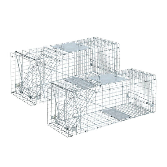 Gardeon humane animal trap cages, durable and affordable 2-pack, galvanized iron for DIY pest control.