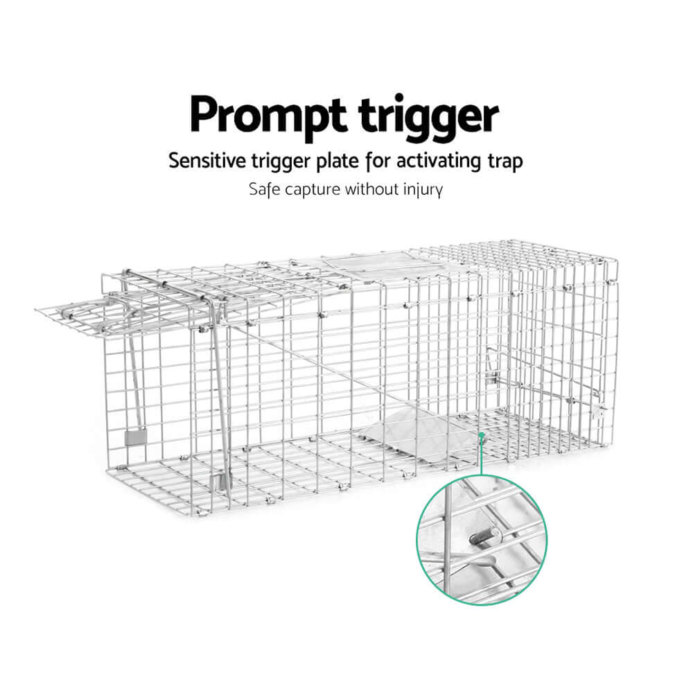 Gardeon humane animal trap cage featuring a prompt trigger for safe capture without injury, ideal for DIY pest control.