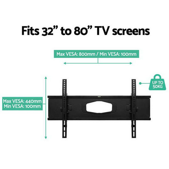 Artiss TV wall mount fitting 32" to 80" screens with max weight 50kg and adjustable VESA up to 800mm.