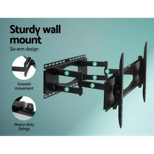 Artiss sturdy wall mount featuring six-arm design, smooth movement, and heavy-duty fixings for TVs 32"-80".