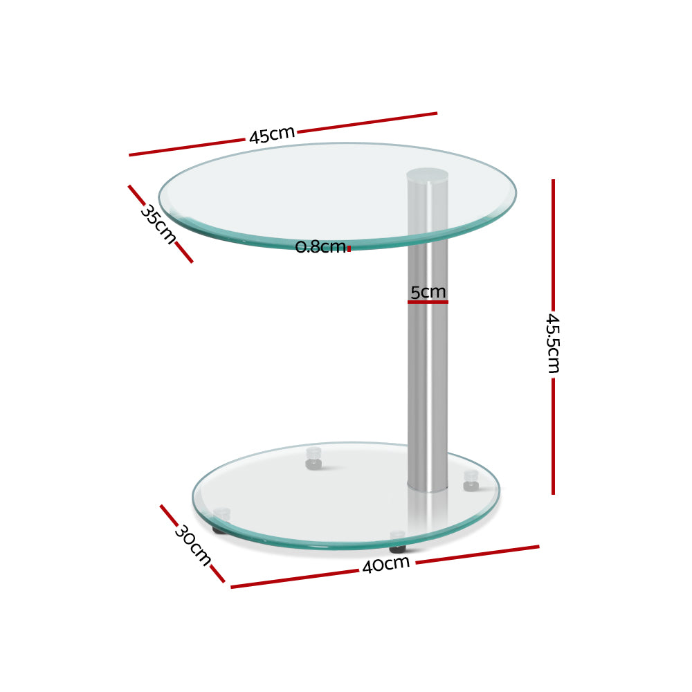 _label_, DSZ Product, feed-cond-new, feed-sl-free shipping, free-shipping, newArtiss Coffee Table Round Tempered Glass Side End Beside Tables Cafe 45Cm - Premium Furniture > Living Room > Coffee Tables from Artiss ! Shop Online Buy Now at S & D's Value Store Family Business Best Customer Service_label_, DSZ Product, feed-cond-new, feed-sl-free shipping, free-shipping, new