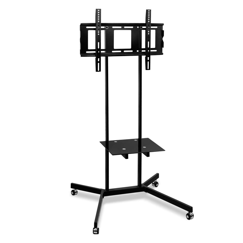 Artiss mobile TV stand for 32-65 inch TVs in black, featuring adjustable mount and trolley cart design.