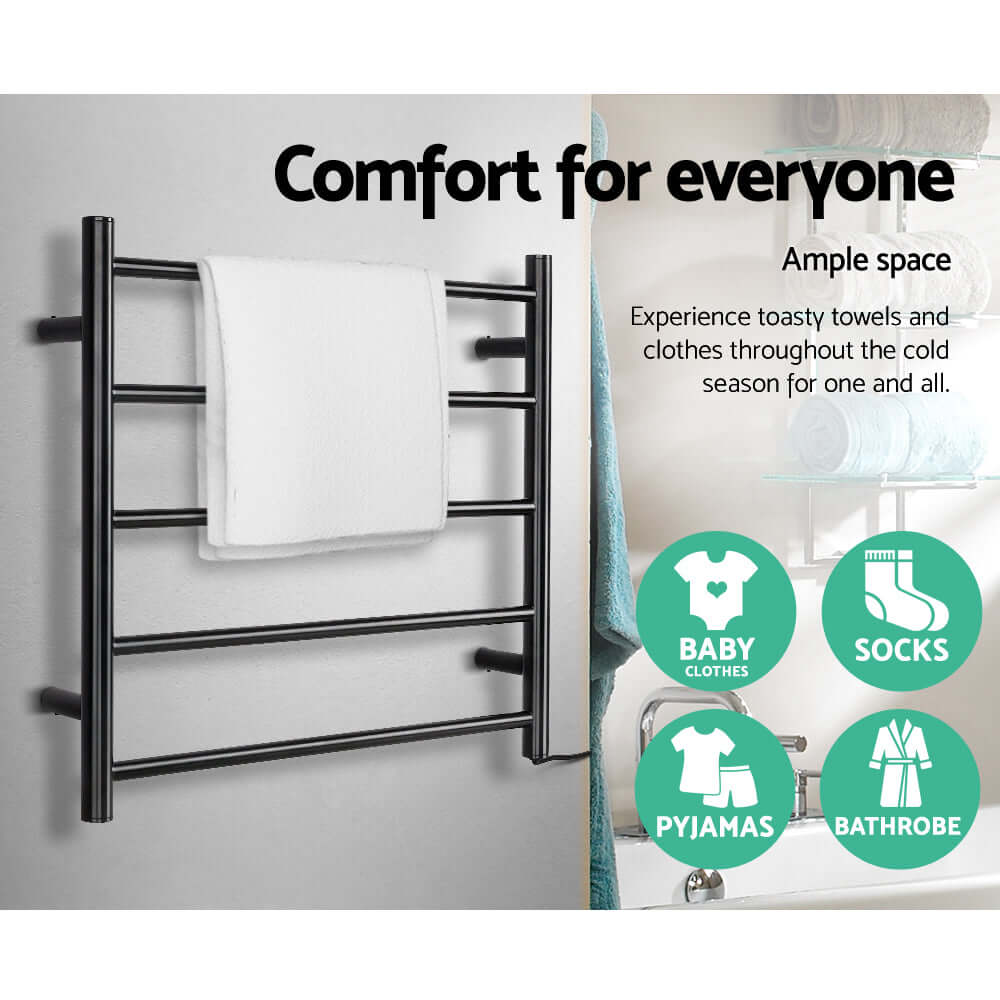 _label_, DSZ Product, feed-cond-new, feed-sl-free shipping, free-shipping, newDevanti Electric Heated Towel Rail Rack 5 Bars Wall Mounted Clothes Dry Warmer - Premium Home & Garden > Laundry & Cleaning > Drying Racks & Hangers from Devanti ! Shop Online Buy Now at S & D's Value Store Family Business Best Customer Service_label_, DSZ Product, feed-cond-new, feed-sl-free shipping, free-shipping, new