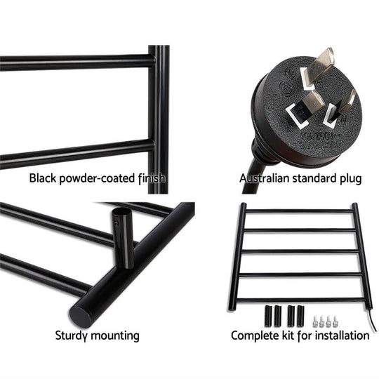 _label_, DSZ Product, feed-cond-new, feed-sl-free shipping, free-shipping, newDevanti Electric Heated Towel Rail Rack 5 Bars Wall Mounted Clothes Dry Warmer - Premium Home & Garden > Laundry & Cleaning > Drying Racks & Hangers from Devanti ! Shop Online Buy Now at S & D's Value Store Family Business Best Customer Service_label_, DSZ Product, feed-cond-new, feed-sl-free shipping, free-shipping, new