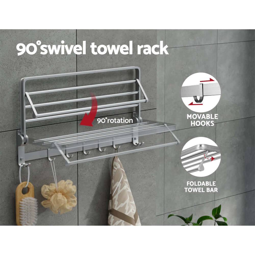 _label_, DSZ Product, feed-cond-new, feed-sl-free shipping, free-shipping, newTowel Rail Rack Holder 4 Bars Wall Mounted Aluminium Foldable Hanging Hook - Premium Home & Garden > Bathroom Accessories > Towel Racks & Holders from Devanti ! Shop Online Buy Now at S & D's Value Store Family Business Best Customer Service_label_, DSZ Product, feed-cond-new, feed-sl-free shipping, free-shipping, new