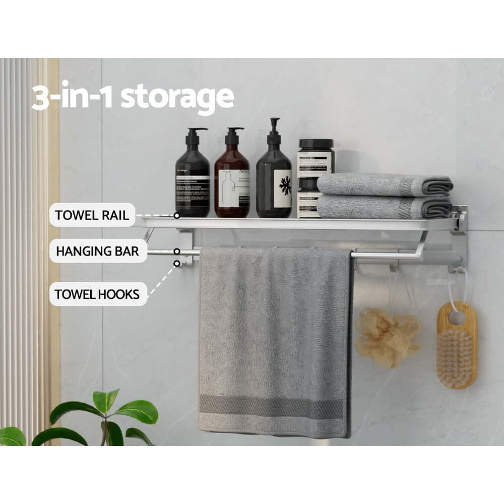 _label_, DSZ Product, feed-cond-new, feed-sl-free shipping, free-shipping, newTowel Rail Rack Holder 4 Bars Wall Mounted Aluminium Foldable Hanging Hook - Premium Home & Garden > Bathroom Accessories > Towel Racks & Holders from Devanti ! Shop Online Buy Now at S & D's Value Store Family Business Best Customer Service_label_, DSZ Product, feed-cond-new, feed-sl-free shipping, free-shipping, new