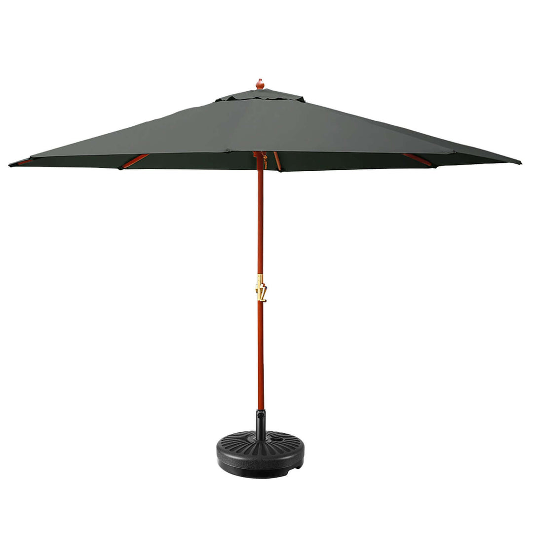 Instahut 3m outdoor umbrella with a charcoal canopy and sturdy base, perfect for summer shade and backyard relaxation.