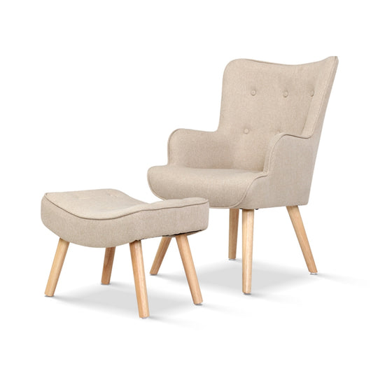 DSZ Product, feed-cond-new, feed-sl-DSZ Freight Payable, newArtiss Armchair Set With Ottoman Beige Lansar - Premium Furniture > Bar Stools & Chairs > Arm Chairs & Recliners from Artiss ! Shop Online Buy Now at S & D's Value Store Family Business Best Customer ServiceDSZ Product, feed-cond-new, feed-sl-DSZ Freight Payable, new