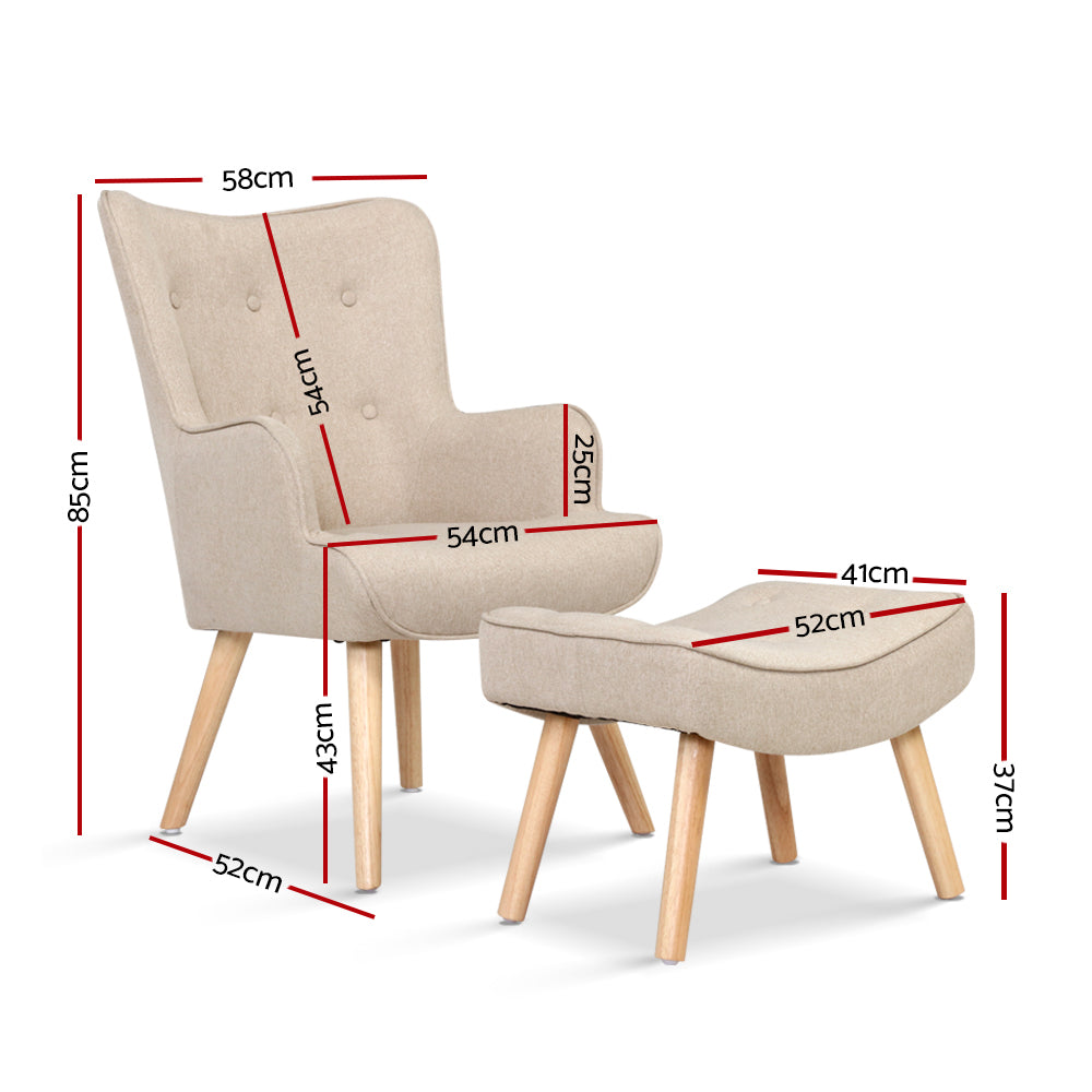 DSZ Product, feed-cond-new, feed-sl-DSZ Freight Payable, newArtiss Armchair Set With Ottoman Beige Lansar - Premium Furniture > Bar Stools & Chairs > Arm Chairs & Recliners from Artiss ! Shop Online Buy Now at S & D's Value Store Family Business Best Customer ServiceDSZ Product, feed-cond-new, feed-sl-DSZ Freight Payable, new