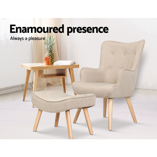 DSZ Product, feed-cond-new, feed-sl-DSZ Freight Payable, newArtiss Armchair Set With Ottoman Beige Lansar - Premium Furniture > Bar Stools & Chairs > Arm Chairs & Recliners from Artiss ! Shop Online Buy Now at S & D's Value Store Family Business Best Customer ServiceDSZ Product, feed-cond-new, feed-sl-DSZ Freight Payable, new