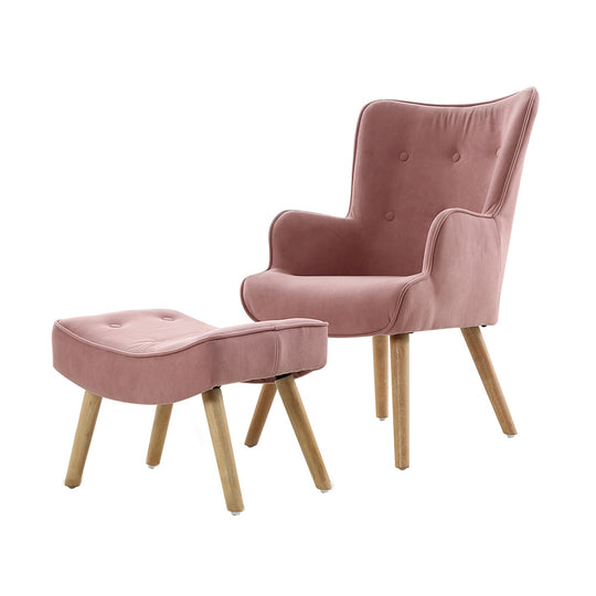 DSZ Product, feed-cond-new, feed-sl-DSZ Freight Payable, newArtiss Armchair Set With Ottoman Pink Lansar - Premium Furniture > Bar Stools & Chairs > Arm Chairs & Recliners from Artiss ! Shop Online Buy Now at S & D's Value Store Family Business Best Customer ServiceDSZ Product, feed-cond-new, feed-sl-DSZ Freight Payable, new