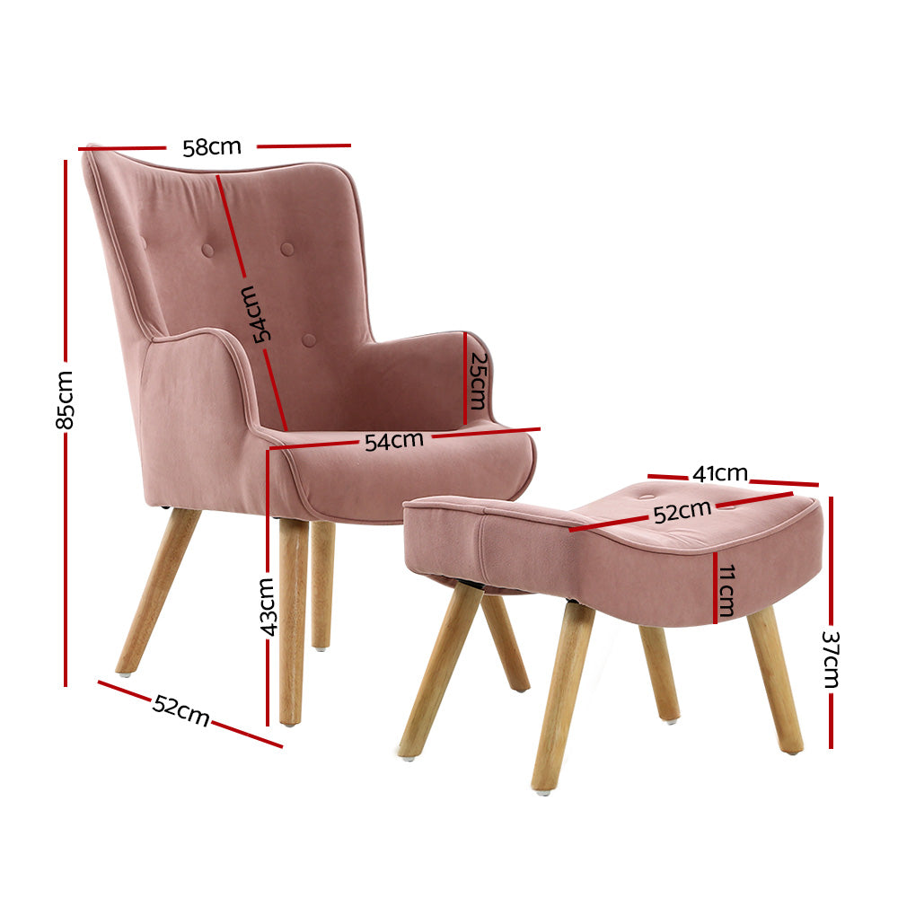 DSZ Product, feed-cond-new, feed-sl-DSZ Freight Payable, newArtiss Armchair Set With Ottoman Pink Lansar - Premium Furniture > Bar Stools & Chairs > Arm Chairs & Recliners from Artiss ! Shop Online Buy Now at S & D's Value Store Family Business Best Customer ServiceDSZ Product, feed-cond-new, feed-sl-DSZ Freight Payable, new