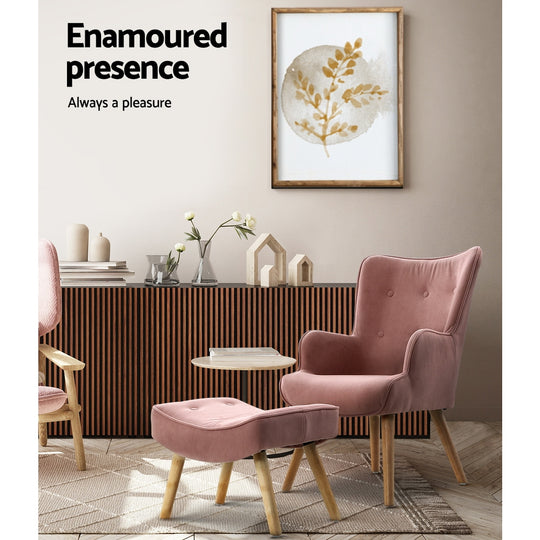 DSZ Product, feed-cond-new, feed-sl-DSZ Freight Payable, newArtiss Armchair Set With Ottoman Pink Lansar - Premium Furniture > Bar Stools & Chairs > Arm Chairs & Recliners from Artiss ! Shop Online Buy Now at S & D's Value Store Family Business Best Customer ServiceDSZ Product, feed-cond-new, feed-sl-DSZ Freight Payable, new