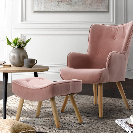 DSZ Product, feed-cond-new, feed-sl-DSZ Freight Payable, newArtiss Armchair Set With Ottoman Pink Lansar - Premium Furniture > Bar Stools & Chairs > Arm Chairs & Recliners from Artiss ! Shop Online Buy Now at S & D's Value Store Family Business Best Customer ServiceDSZ Product, feed-cond-new, feed-sl-DSZ Freight Payable, new