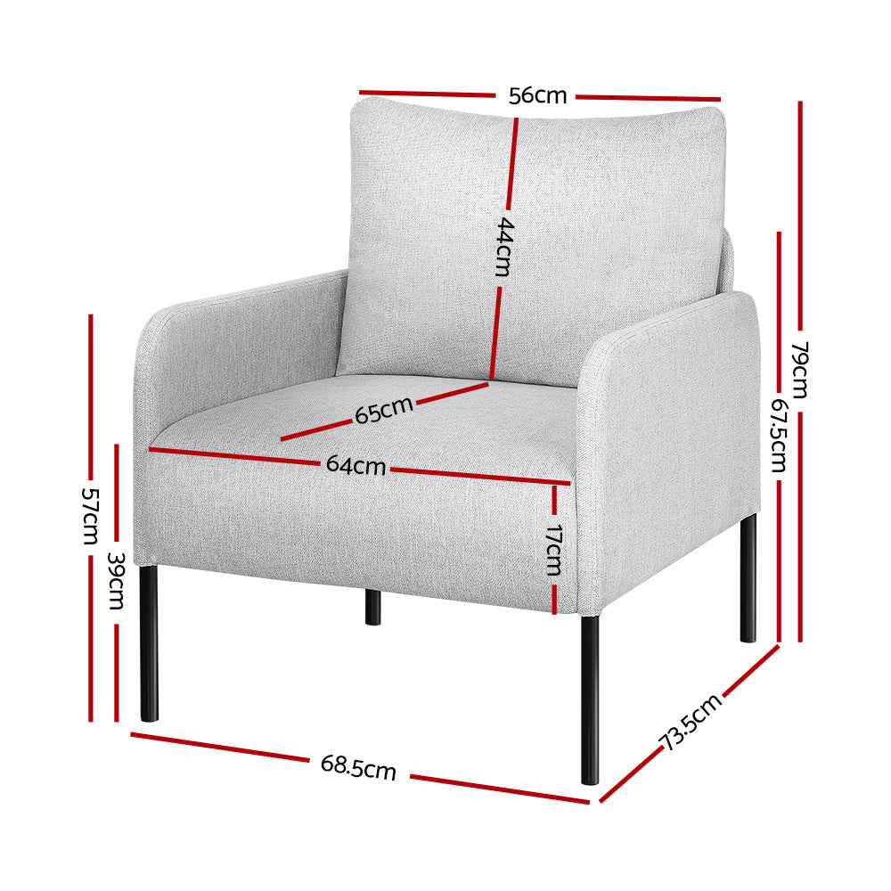 DSZ Product, feed-cond-new, feed-sl-DSZ Freight Payable, newArtiss Armchair Accent Chair Pillow Fabric Grey - Premium Furniture > Bar Stools & Chairs > Arm Chairs & Recliners from Artiss ! Shop Online Buy Now at S & D's Value Store Family Business Best Customer ServiceDSZ Product, feed-cond-new, feed-sl-DSZ Freight Payable, new