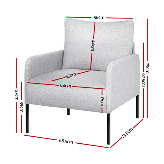 DSZ Product, feed-cond-new, feed-sl-DSZ Freight Payable, newArtiss Armchair Accent Chair Pillow Fabric Grey - Premium Furniture > Bar Stools & Chairs > Arm Chairs & Recliners from Artiss ! Shop Online Buy Now at S & D's Value Store Family Business Best Customer ServiceDSZ Product, feed-cond-new, feed-sl-DSZ Freight Payable, new