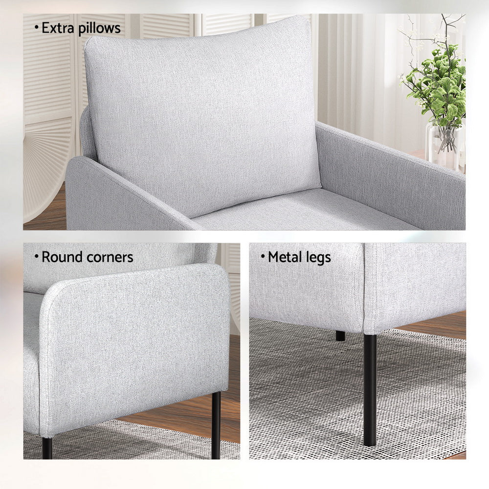 DSZ Product, feed-cond-new, feed-sl-DSZ Freight Payable, newArtiss Armchair Accent Chair Pillow Fabric Grey - Premium Furniture > Bar Stools & Chairs > Arm Chairs & Recliners from Artiss ! Shop Online Buy Now at S & D's Value Store Family Business Best Customer ServiceDSZ Product, feed-cond-new, feed-sl-DSZ Freight Payable, new