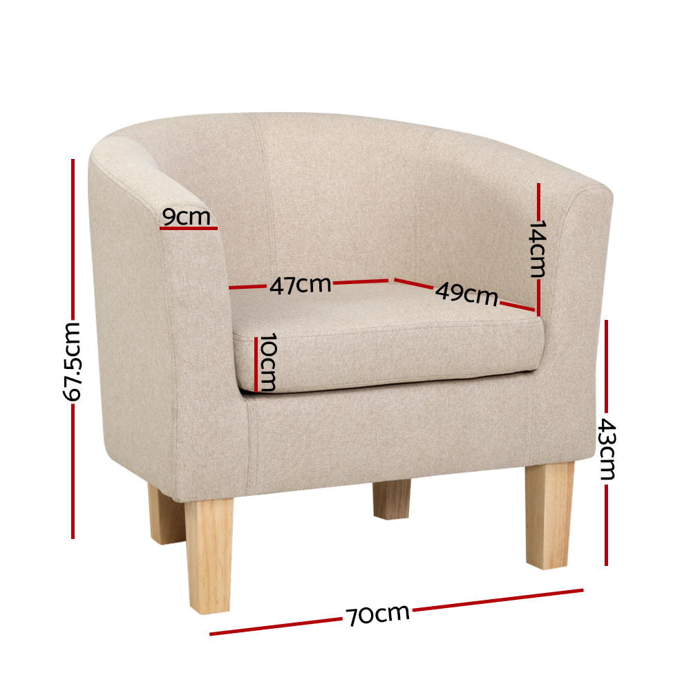 DSZ Product, feed-cond-new, feed-sl-DSZ Freight Payable, newArtiss Armchair Lounge Chair Tub Accent Armchairs Fabric Sofa Chairs Beige - Premium Furniture > Bar Stools & Chairs > Arm Chairs & Recliners from Artiss ! Shop Online Buy Now at S & D's Value Store Family Business Best Customer ServiceDSZ Product, feed-cond-new, feed-sl-DSZ Freight Payable, new