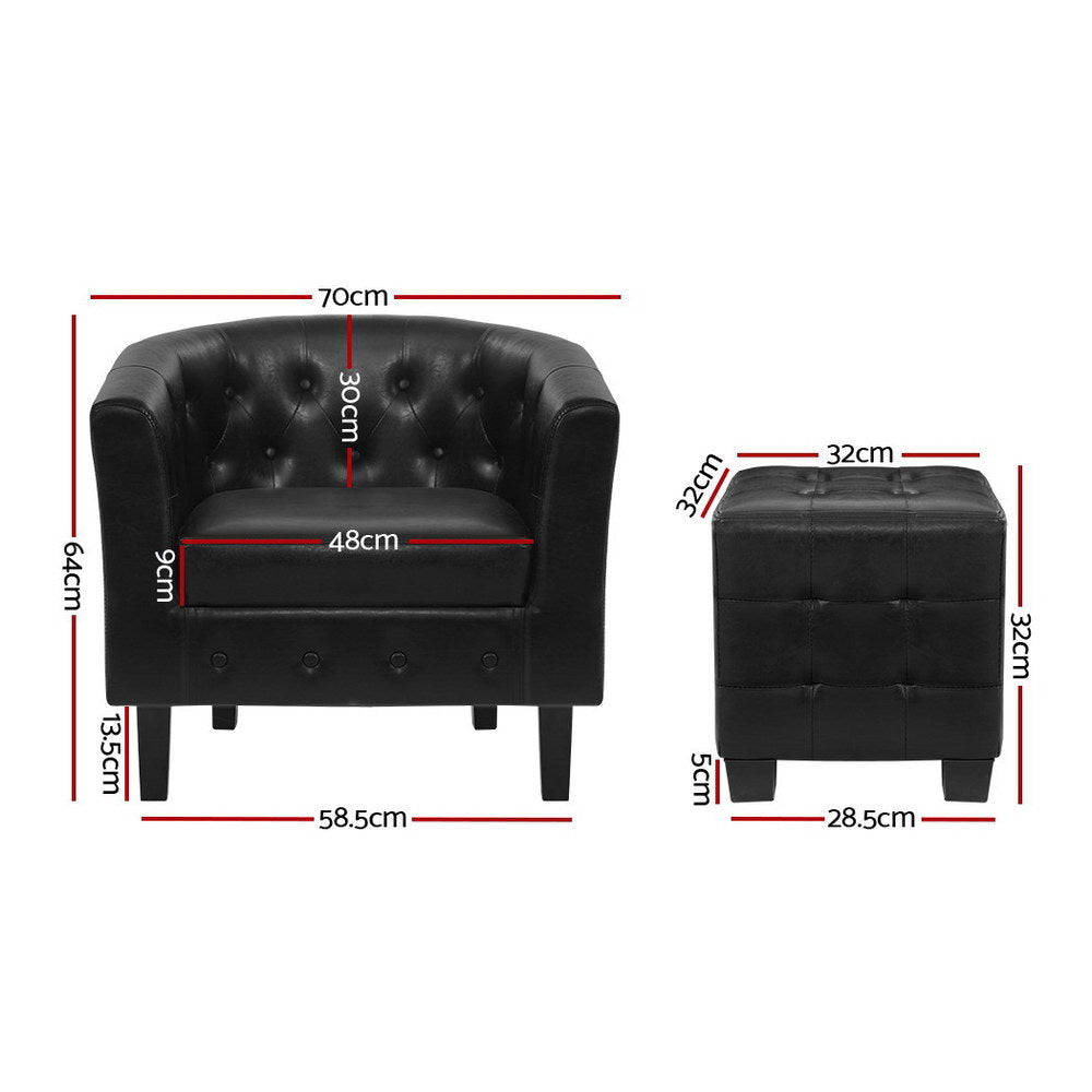 DSZ Product, feed-cond-new, feed-sl-DSZ Freight Payable, newArtiss Armchair Set With Ottoman Black Ava - Premium Furniture > Bar Stools & Chairs > Arm Chairs & Recliners from Artiss ! Shop Online Buy Now at S & D's Value Store Family Business Best Customer ServiceDSZ Product, feed-cond-new, feed-sl-DSZ Freight Payable, new