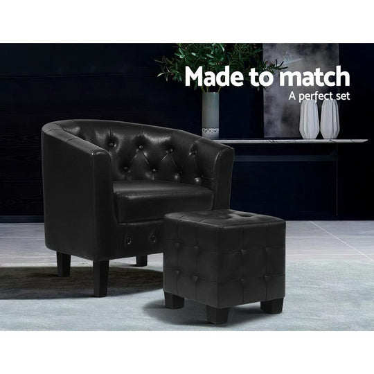 DSZ Product, feed-cond-new, feed-sl-DSZ Freight Payable, newArtiss Armchair Set With Ottoman Black Ava - Premium Furniture > Bar Stools & Chairs > Arm Chairs & Recliners from Artiss ! Shop Online Buy Now at S & D's Value Store Family Business Best Customer ServiceDSZ Product, feed-cond-new, feed-sl-DSZ Freight Payable, new