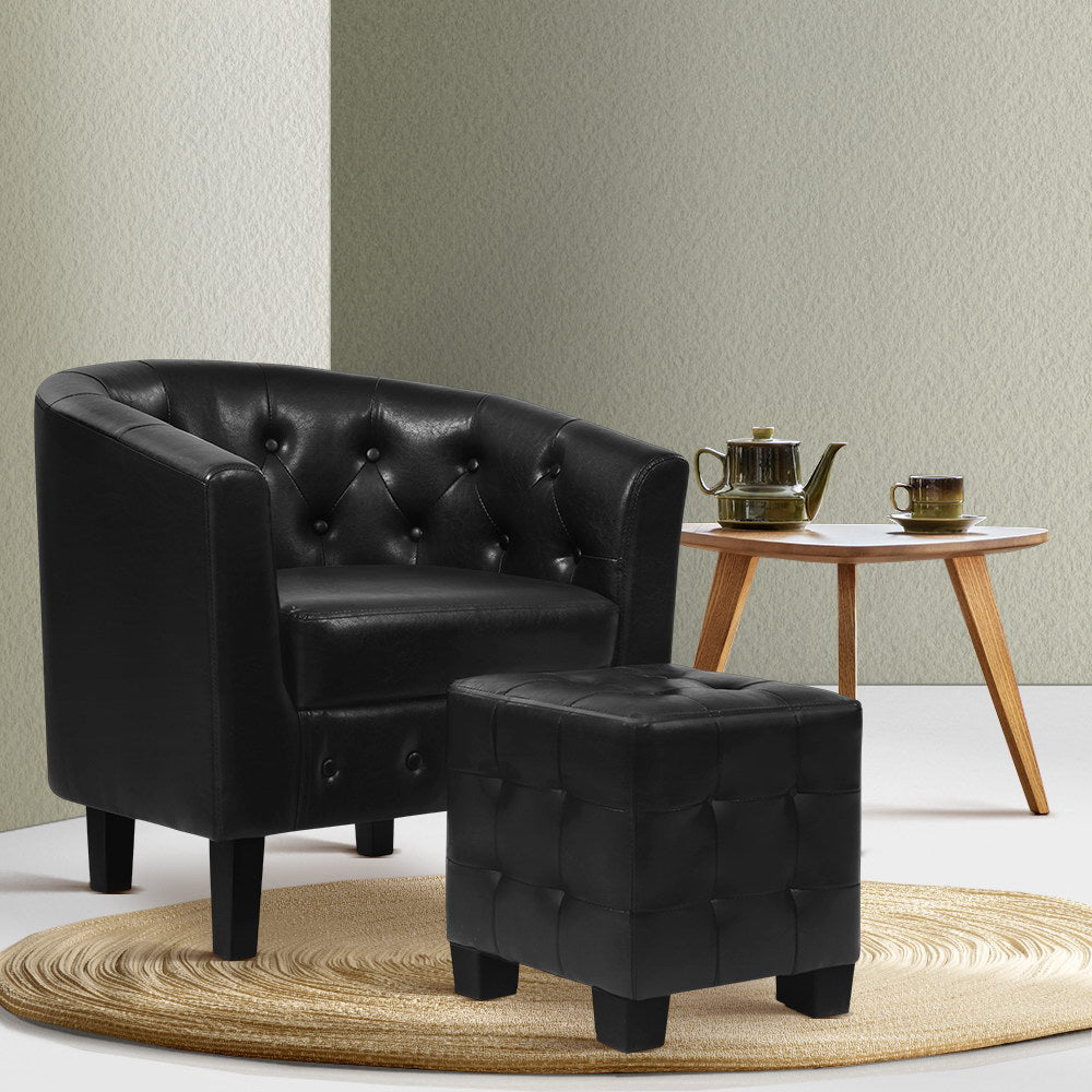 DSZ Product, feed-cond-new, feed-sl-DSZ Freight Payable, newArtiss Armchair Set With Ottoman Black Ava - Premium Furniture > Bar Stools & Chairs > Arm Chairs & Recliners from Artiss ! Shop Online Buy Now at S & D's Value Store Family Business Best Customer ServiceDSZ Product, feed-cond-new, feed-sl-DSZ Freight Payable, new