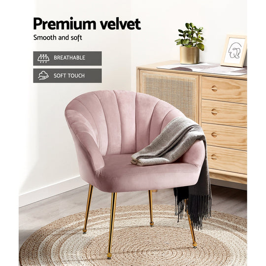 DSZ Product, feed-cond-new, feed-sl-DSZ Freight Payable, newArtiss Armchair Velvet Pink Eloise - Premium Furniture > Bar Stools & Chairs > Arm Chairs & Recliners from Artiss ! Shop Online Buy Now at S & D's Value Store Family Business Best Customer ServiceDSZ Product, feed-cond-new, feed-sl-DSZ Freight Payable, new