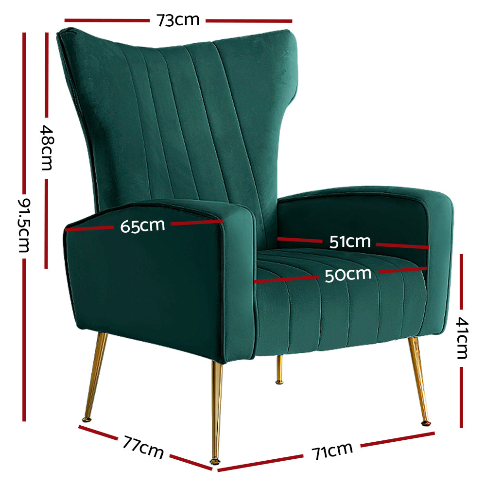 Artiss Armchair Green Velvet Kate