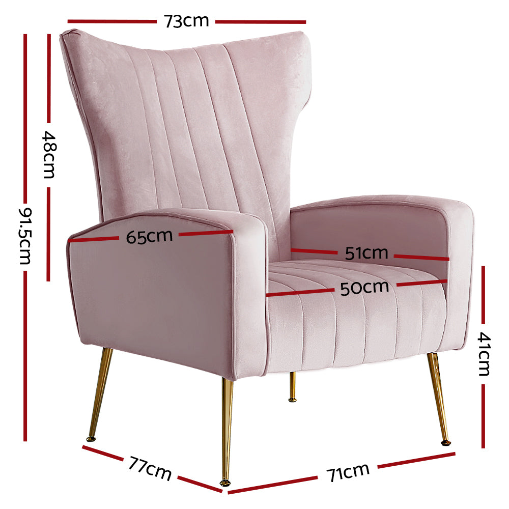 DSZ Product, feed-cond-new, feed-sl-DSZ Freight Payable, newArtiss Armchair Pink Velvet Kate - Premium Furniture > Bar Stools & Chairs > Arm Chairs & Recliners from Artiss ! Shop Online Buy Now at S & D's Value Store Family Business Best Customer ServiceDSZ Product, feed-cond-new, feed-sl-DSZ Freight Payable, new