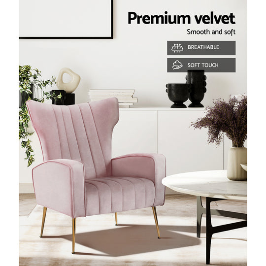 DSZ Product, feed-cond-new, feed-sl-DSZ Freight Payable, newArtiss Armchair Pink Velvet Kate - Premium Furniture > Bar Stools & Chairs > Arm Chairs & Recliners from Artiss ! Shop Online Buy Now at S & D's Value Store Family Business Best Customer ServiceDSZ Product, feed-cond-new, feed-sl-DSZ Freight Payable, new