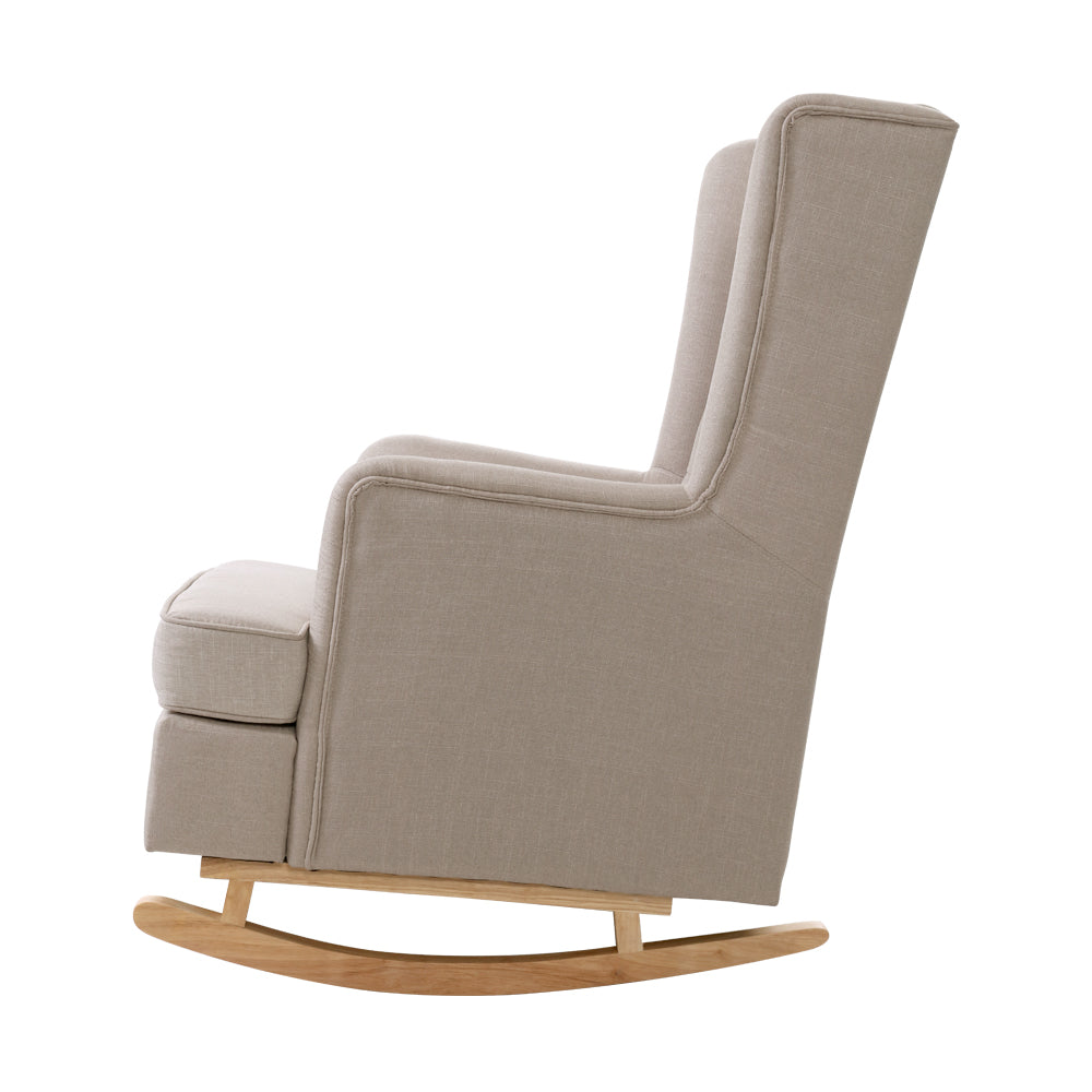 Artiss Rocking Chair Armchair Linen Fabric Beige Gaia