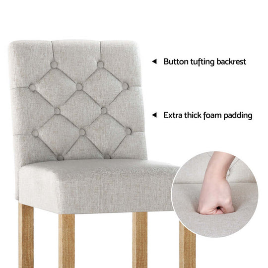 High-quality bar stool with button tufting and thick foam padding for comfort. Perfect for affordable luxury in any space.