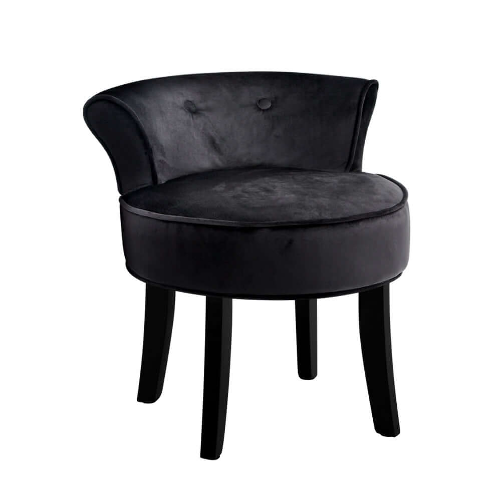 Artiss Vanity Stool in black velvet with high-density foam, stylish and affordable seating for your dressing table.