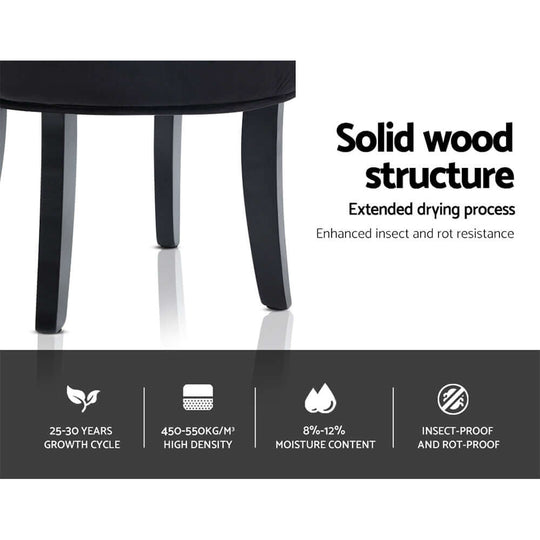 Solid wood structure details highlighting insect-proof and rot-proof features of Artiss Vanity Stool.