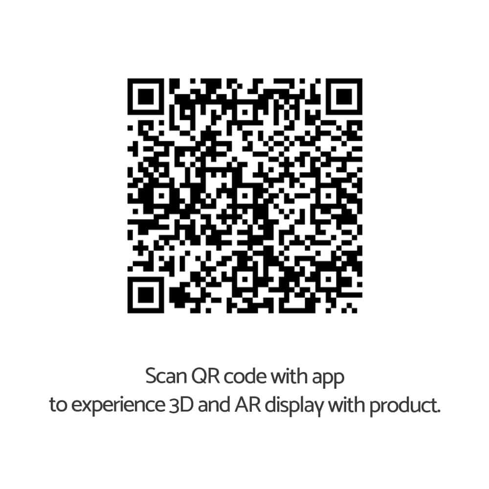 QR code for accessing 3D and AR display feature for the product.