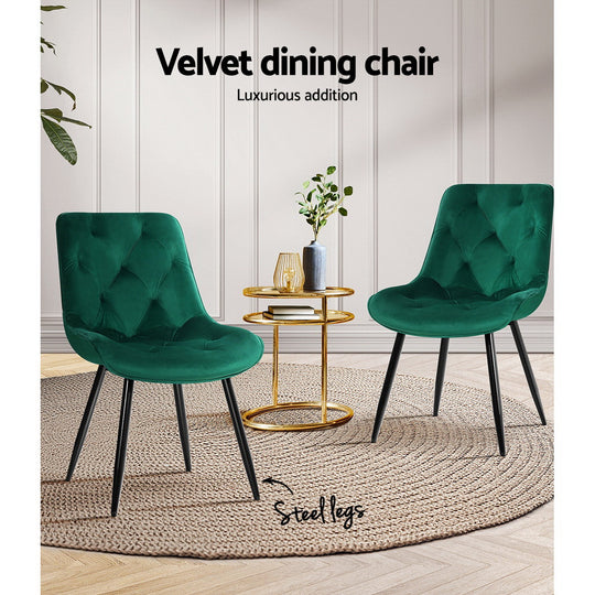 DSZ Product, feed-cond-new, feed-sl-DSZ Freight Payable, newArtiss Dining Chairs Set Of 2 Velvet Diamond Tufted Green - Premium Furniture > Dining > Dining Set from Artiss ! Shop Online Buy Now at S & D's Value Store Family Business Best Customer ServiceDSZ Product, feed-cond-new, feed-sl-DSZ Freight Payable, new