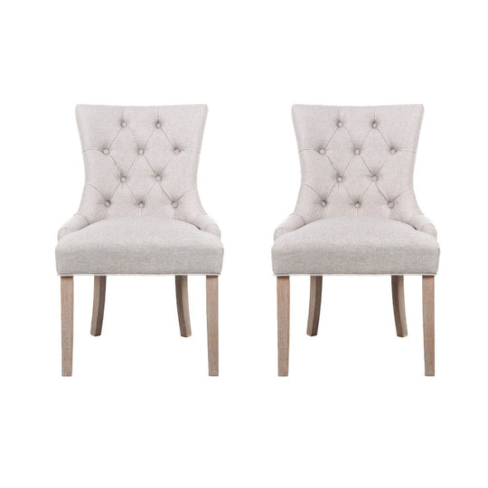 Artiss Dining Chairs Set of 2 Linen French Provincial Beige